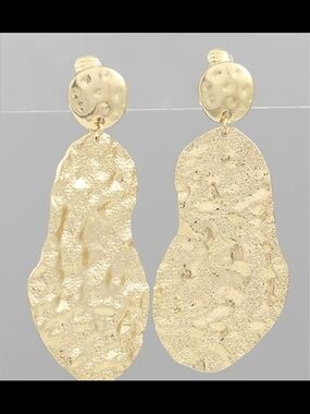 Gold Textured Drop Clip-On Earrings - Women Jewelry